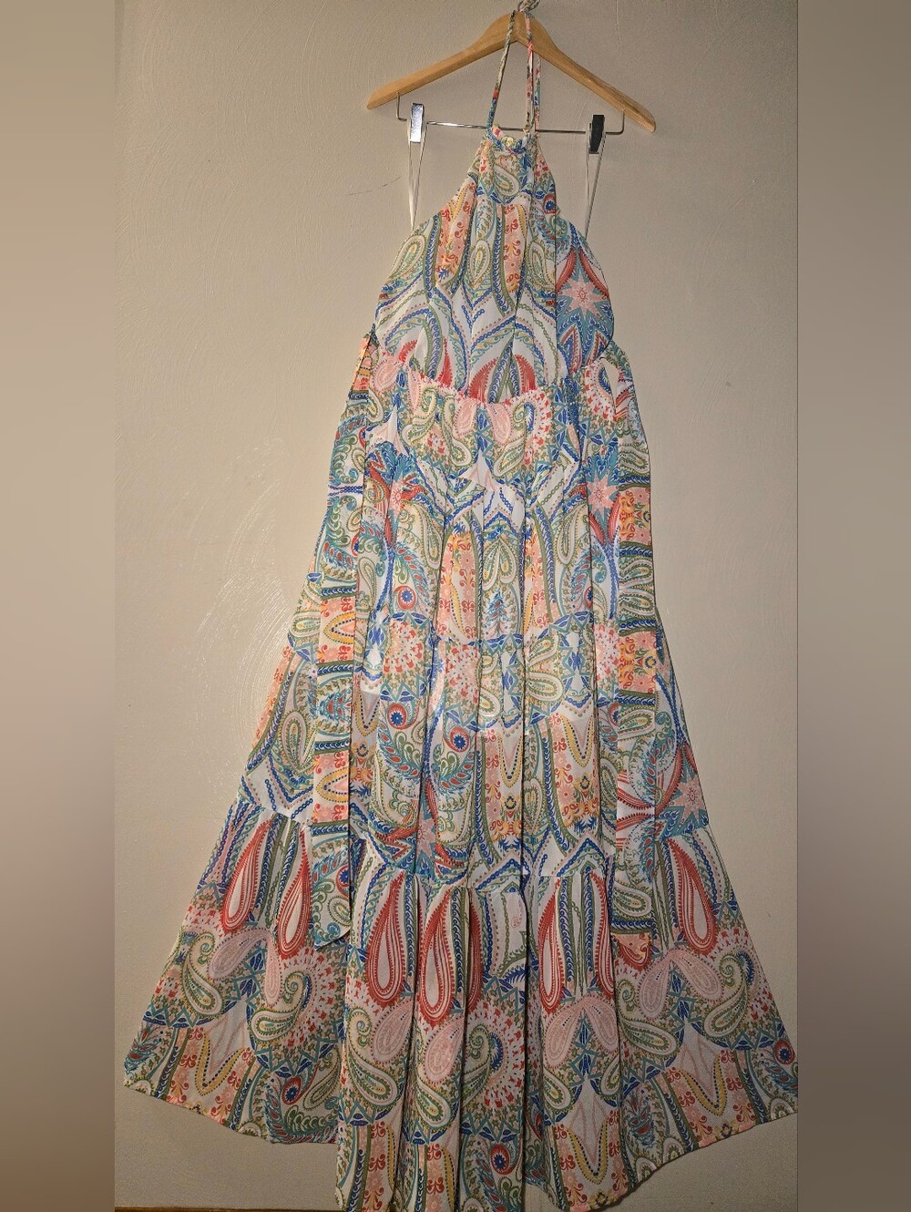 New York & Company Multicolor Paisley Halter Maxi Dress